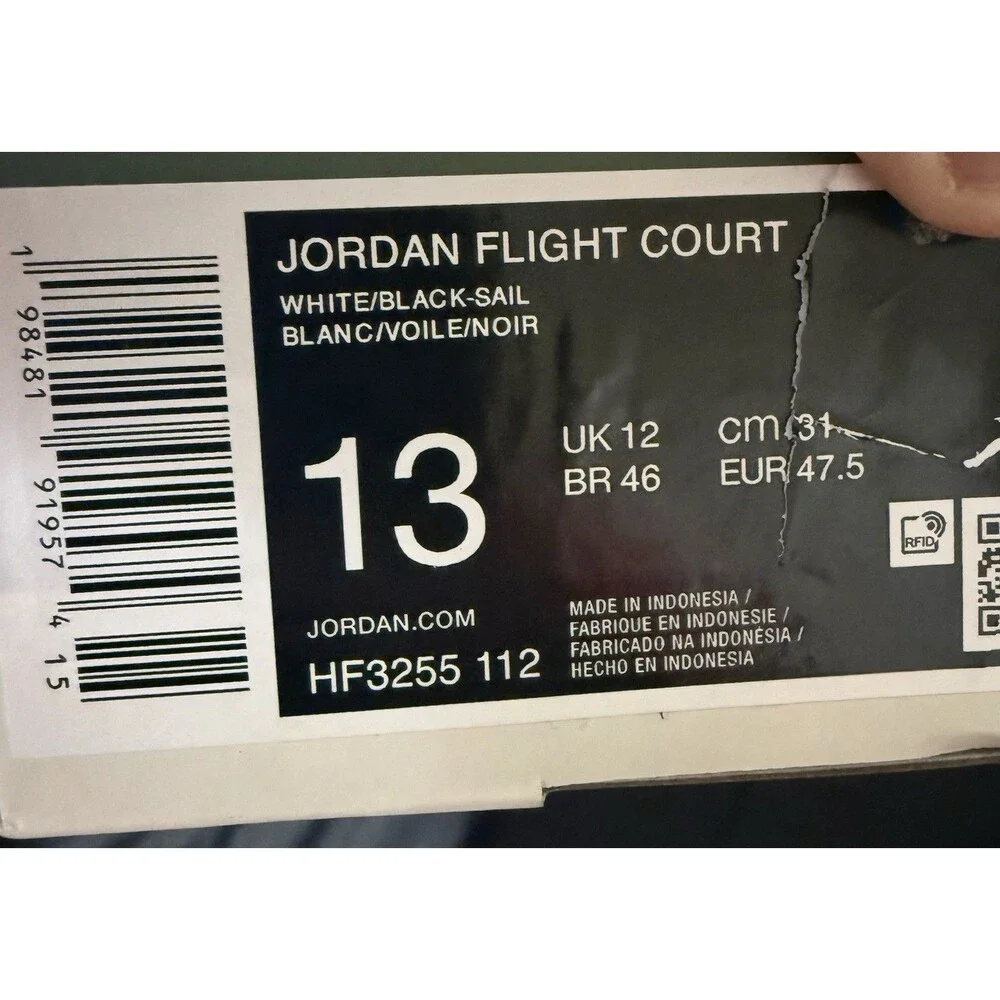 Jordan Air Jordan Flight Court Low Top Leather White/Sail/Black  Size 13